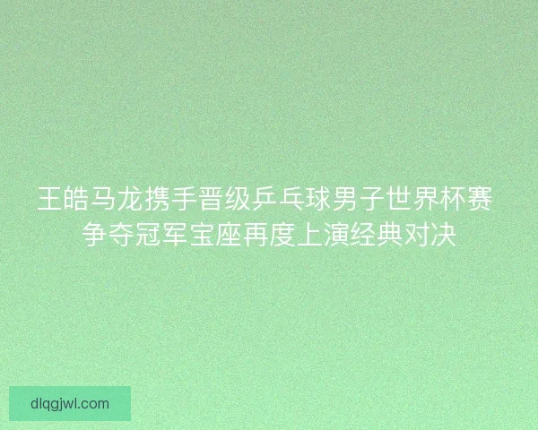 王皓马龙携手晋级乒乓球男子世界杯赛 争夺冠军宝座再度上演经典对决